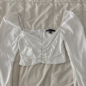 Blue Blush White Ruched Crop Top